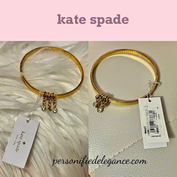 Kate Spade ‘How Charming’ Gold Plated Charm Bangle Bracelet - Picture 1 of 12